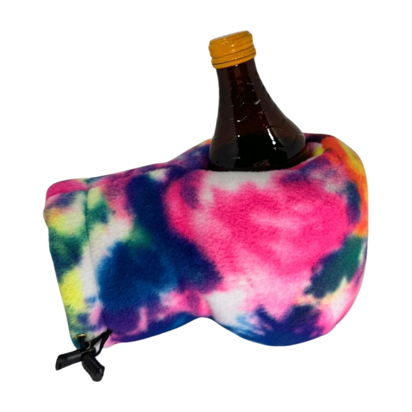 Asteroid Jazz Giddyup Glove™ holding a beverage bottle, demonstrating hands-free insulation.