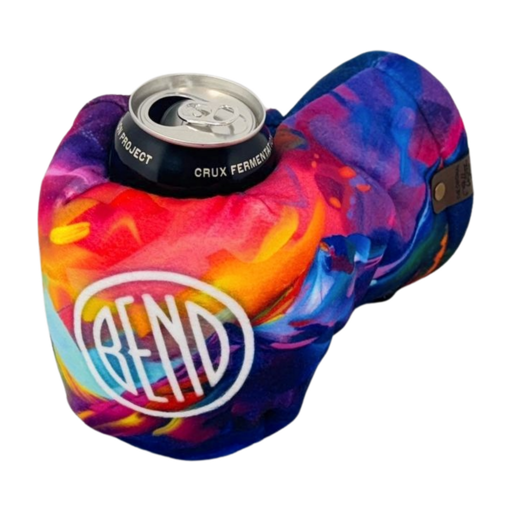 Bend Neon Range Giddyup Glove™ holding a can, insulated for hot or cold beverages.