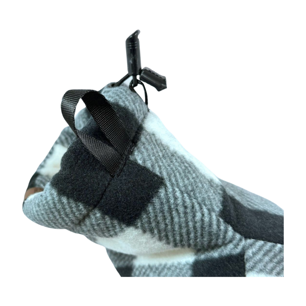 Left side wrist view of Black and White Buffalo Plaid Giddyup Glove™, soft cuff and insulated comfort for hands.