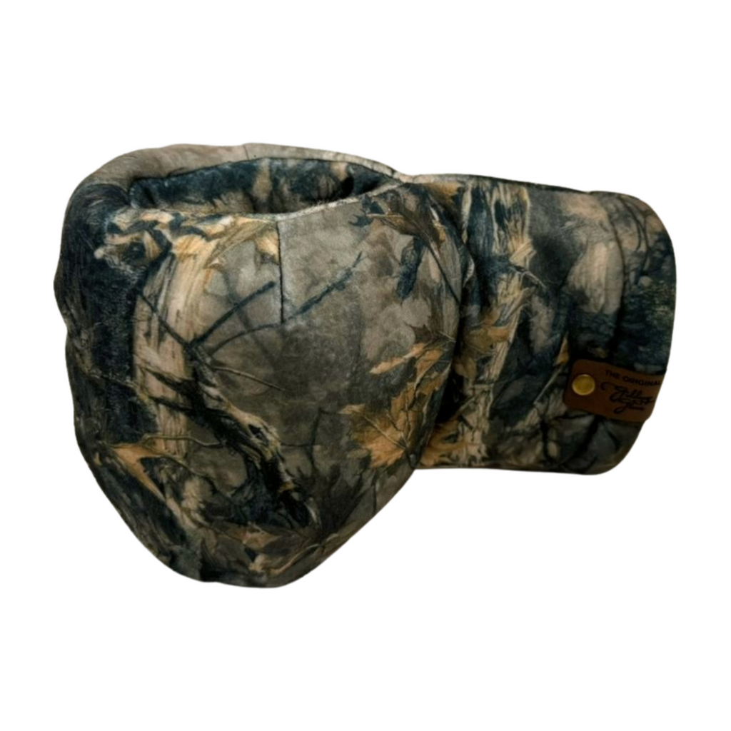 Left side view of the Buckskin Giddyup Glove™ insulated fleece mitten with built-in drink holder