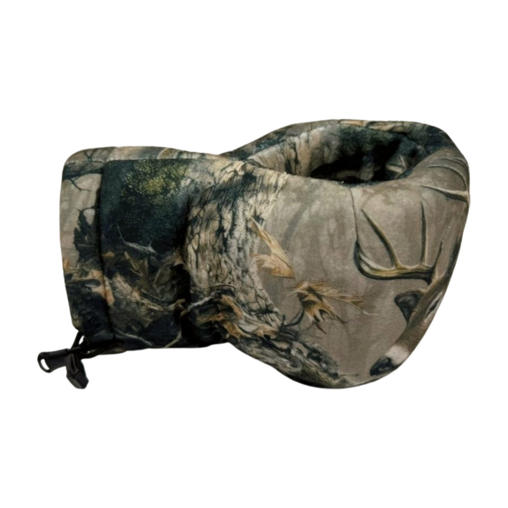 Right side view of the Buckskin Giddyup Glove™ cozy fleece mitten with hands-free beverage holder