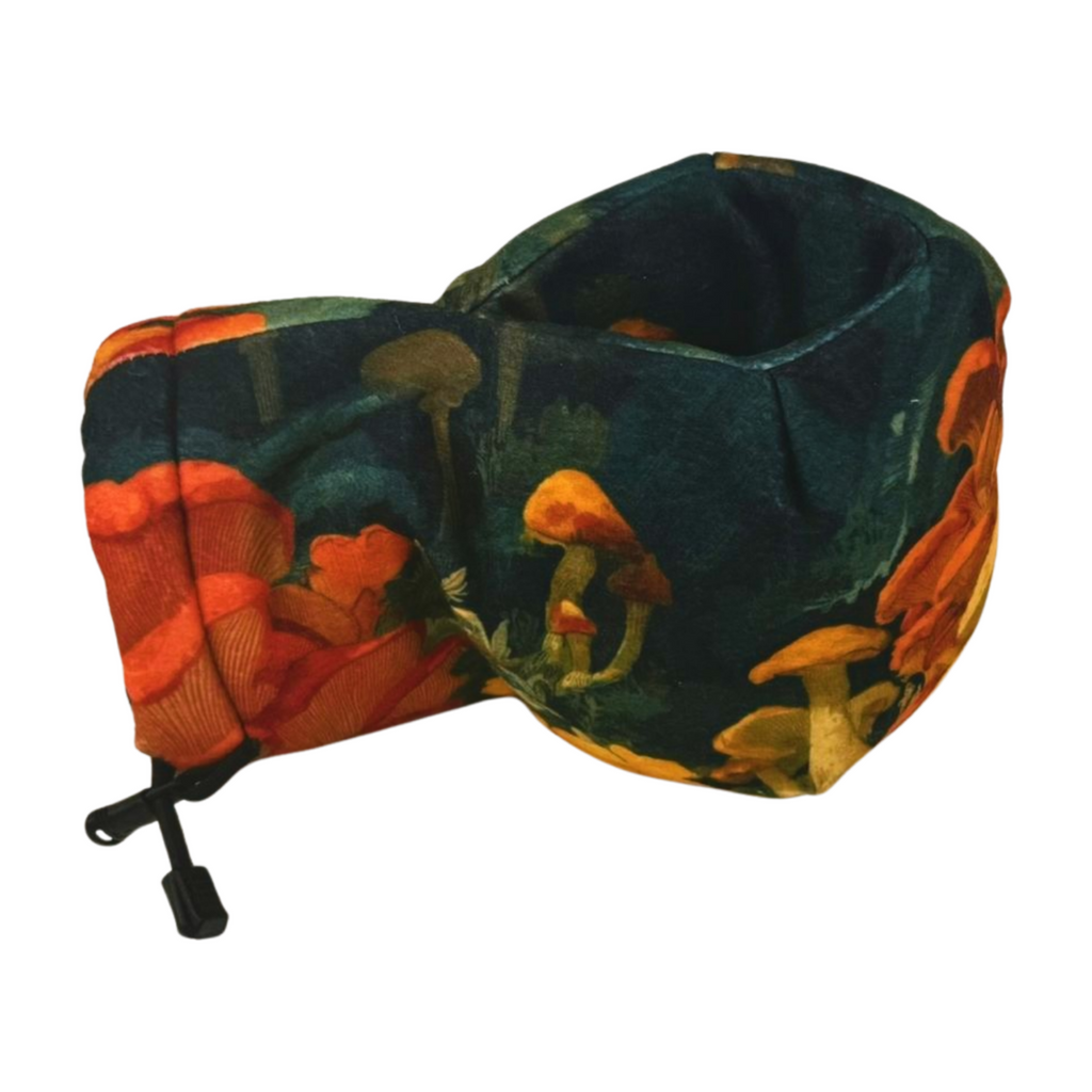 Side view of Chanterelle Chorus Giddyup Glove™ highlighting insulated drink-holding mitten and nature-inspired print