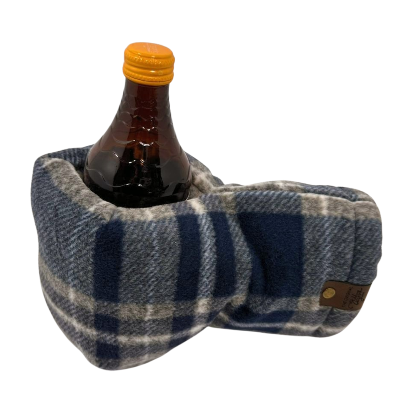 Dusky Blue Heavyweight Giddyup Glove™ holding a bottle, showcasing hands-free grip and insulated design.