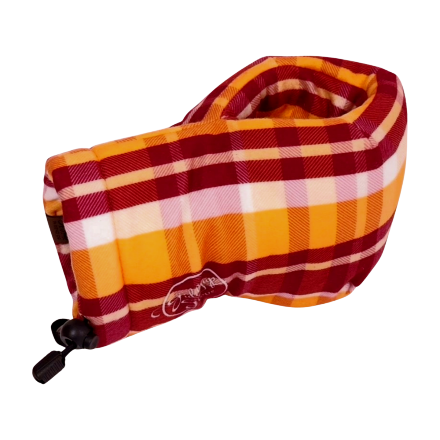 Back view of Golden Gate Gold Maroon Plaid Giddyup Glove™ highlighting ambidextrous fit and cozy plaid pattern.