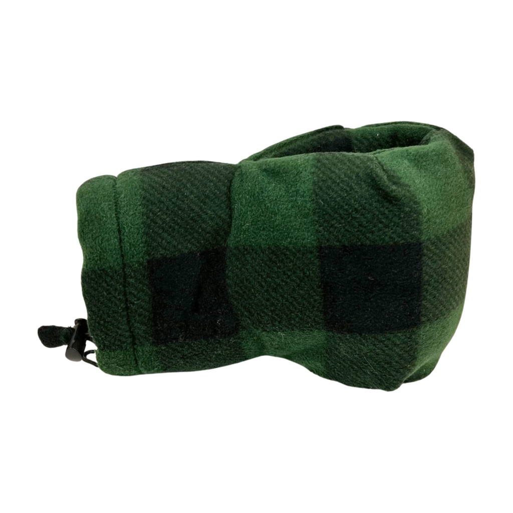 Green and black buffalo plaid Giddyup Glove™ in light fleece, right-hand view, insulated winter mitten.