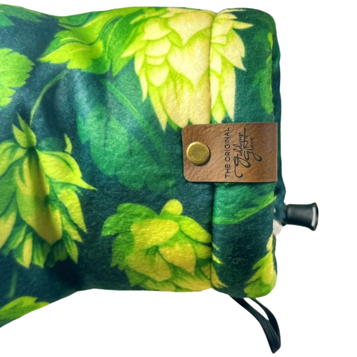 Close-up of Hoptimist Giddyup Glove™ wrist strap and insulated cuff for sidelines or cold weather activities