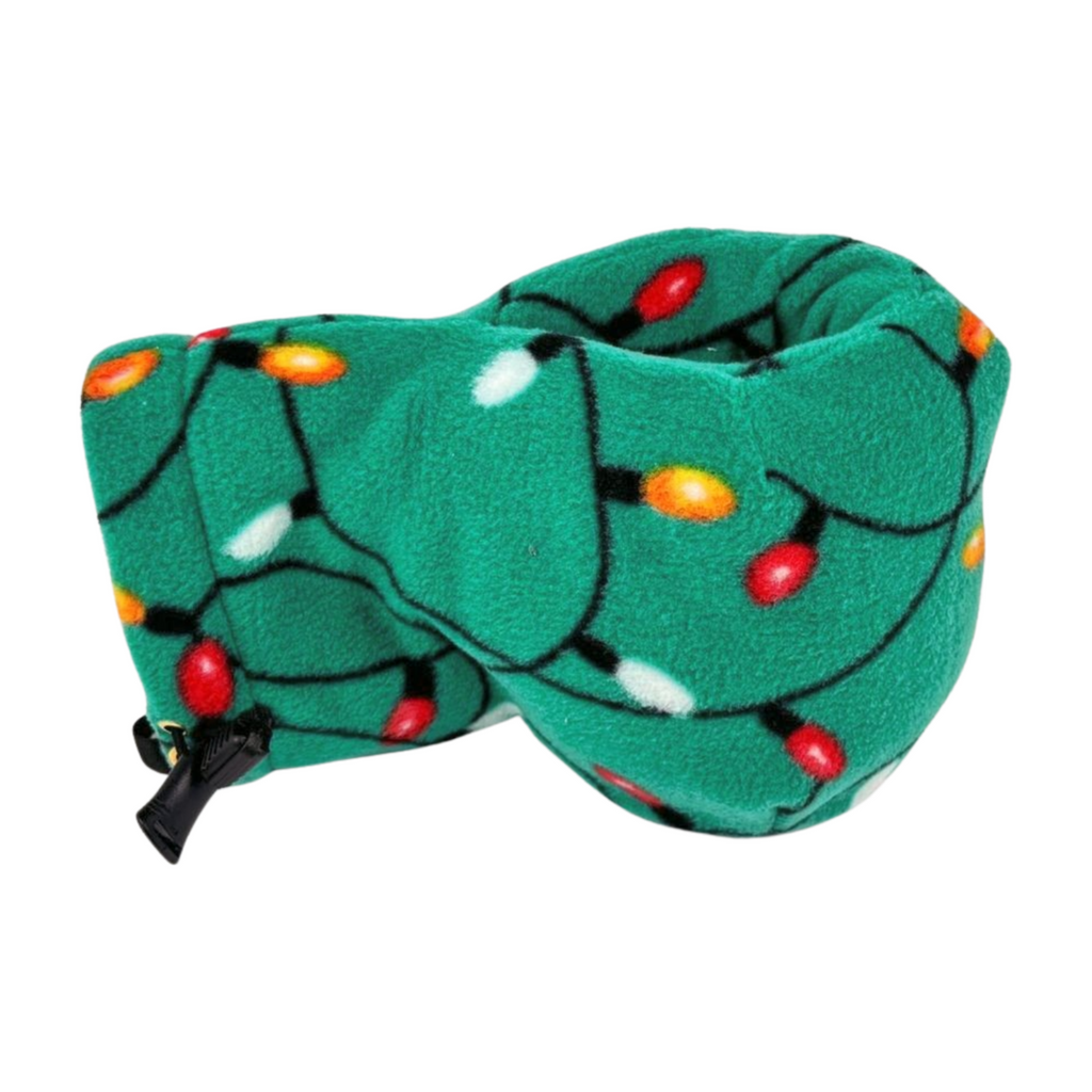 Right-hand Lets Get Lit Holiday Giddyup Glove™ featuring cozy fleece and holiday lights design