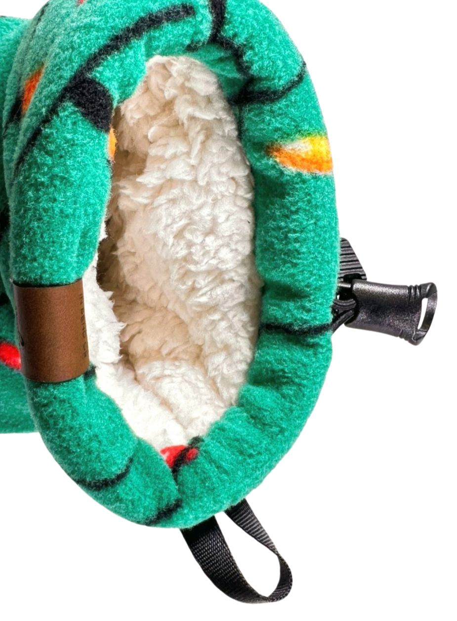 Lets Get Lit Holiday Giddyup Glove™ with closed wrist cuff, insulated winter mitten for cozy holiday sipping