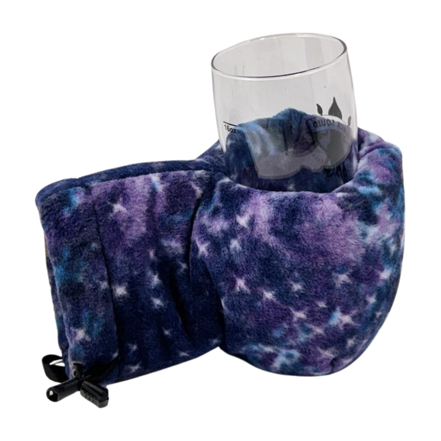 Top view of Midnight Galaxy Giddyup Glove™ holding a glass for après-ski or sidelines