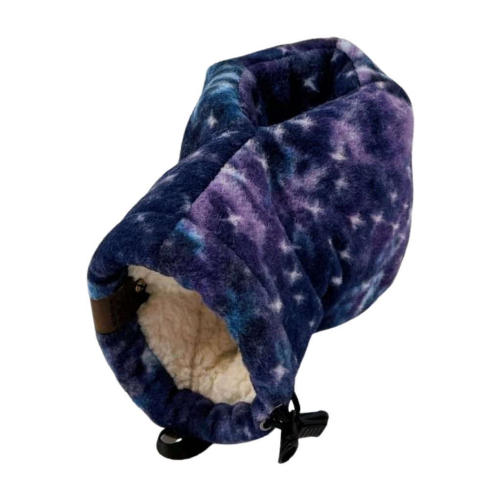 Bottom view of Midnight Galaxy Giddyup Glove™ insulated drink-holding mitten with full design for cold weather