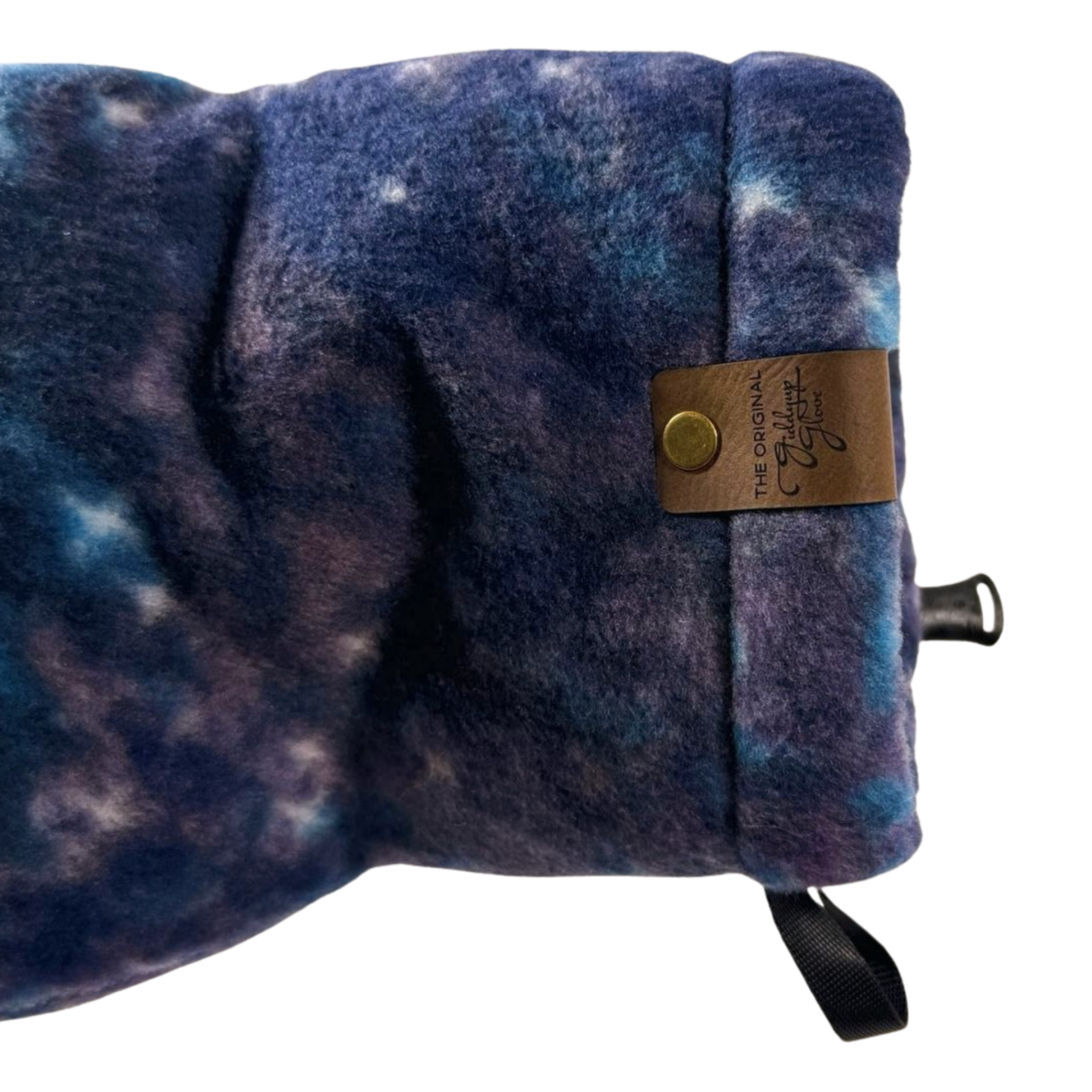 Close-up of Midnight Galaxy Giddyup Glove™ wrist strap and insulated cuff for sidelines or outdoor use