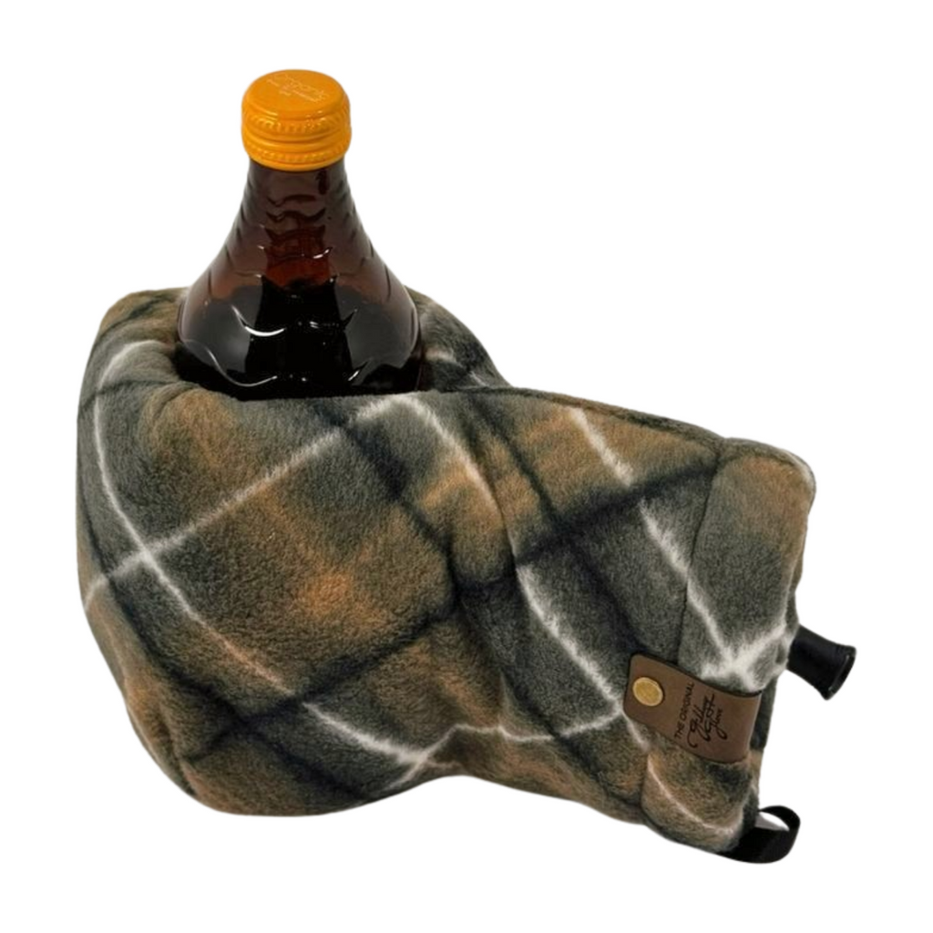 Picnic in the Snow Giddyup Glove™ securely holding a bottle, perfect for winter picnics and tailgates.