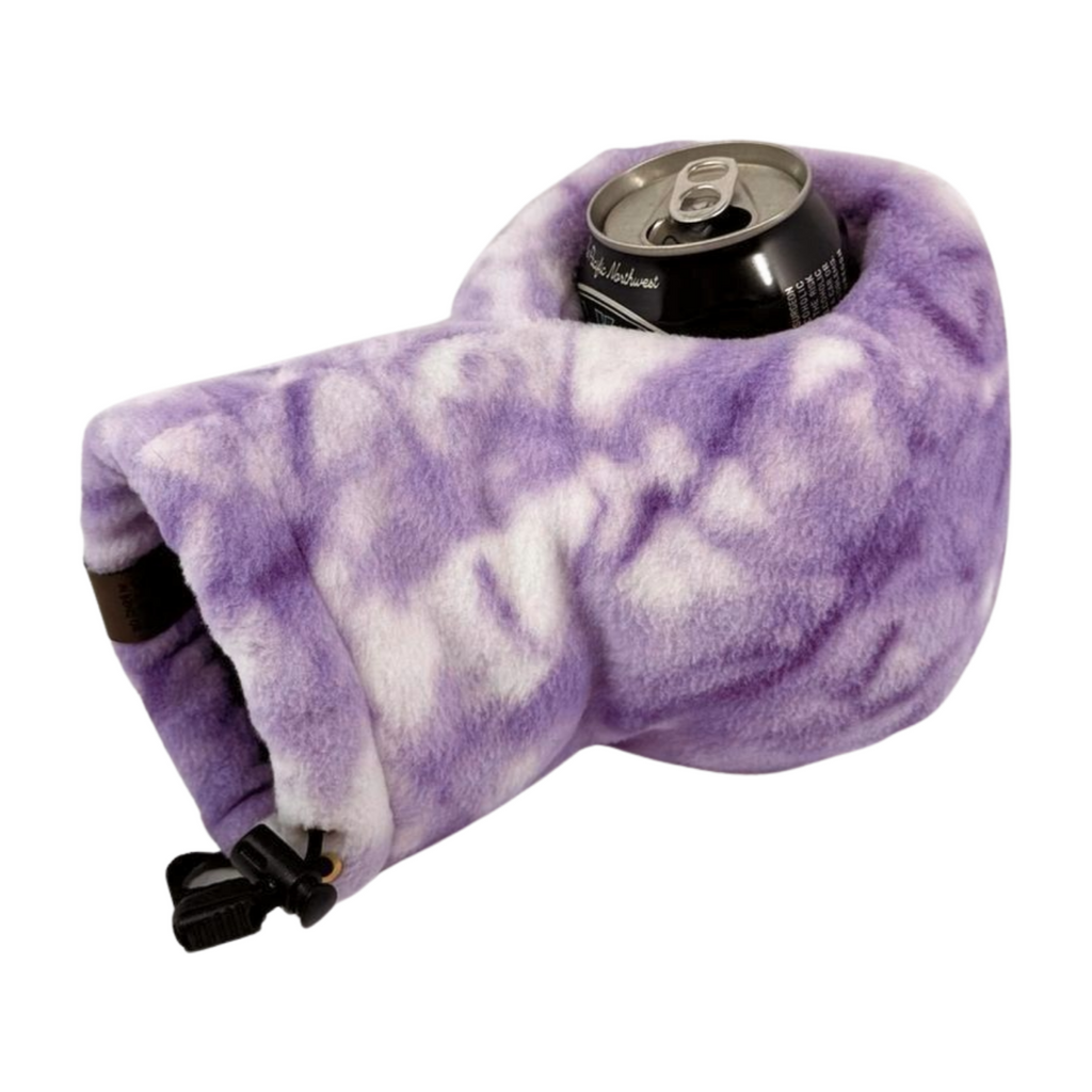 Purple Daze Giddyup Glove™ holding a can, ideal for outdoor adventures or parties