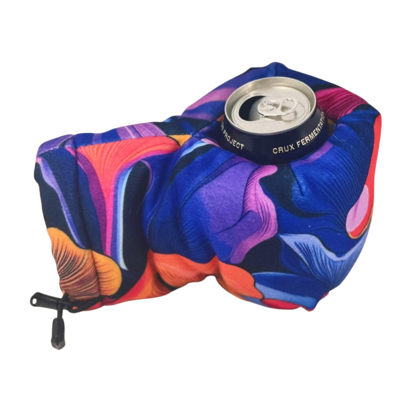 Spores of Perception Giddyup Glove™ holding a can, perfect for outdoor adventures or cozy sipping.