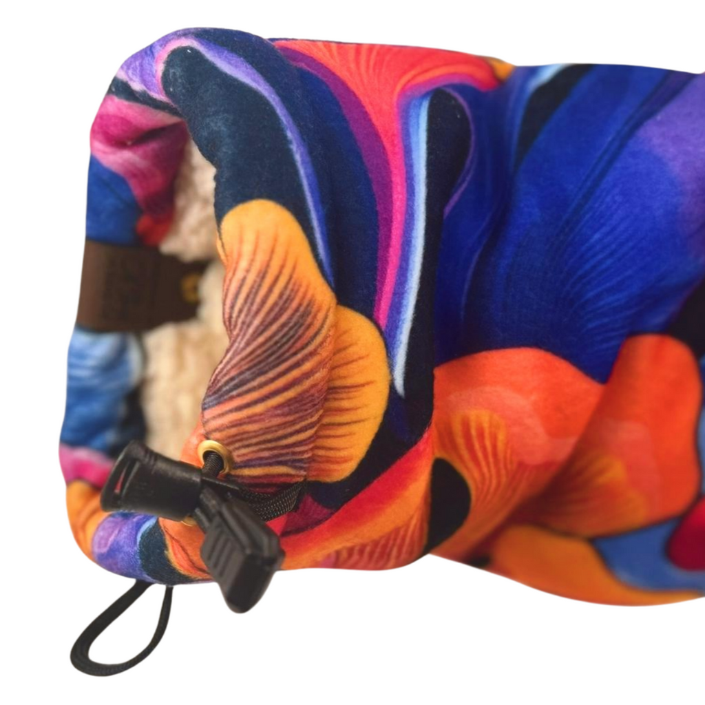 Close-up of Spores of Perception Giddyup Glove™ wrist showing snug fit and insulated drink-holding mitten