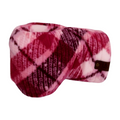 Think Pink Plaid Giddyup Glove™ left hand view, insulated cozy mitten for holding drinks.