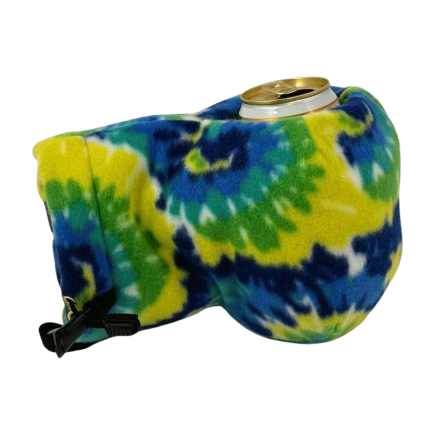 Tie-Dye Giddyup Glove™ holding a can, perfect for hot or cold beverages on the go