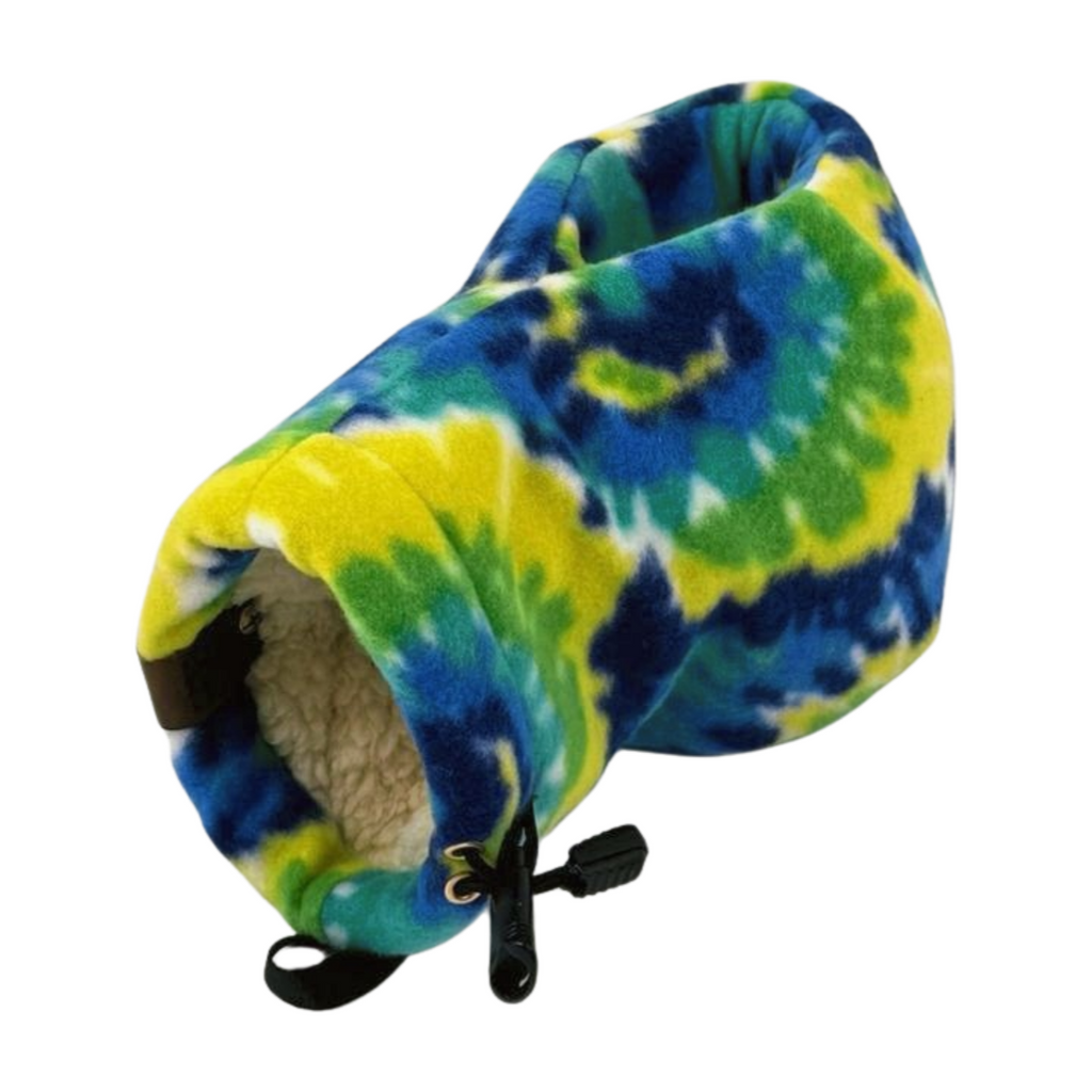 Bottom view of Tie-Dye Giddyup Glove™ insulated drink-holding mitten with vibrant multicolor pattern for cold weather