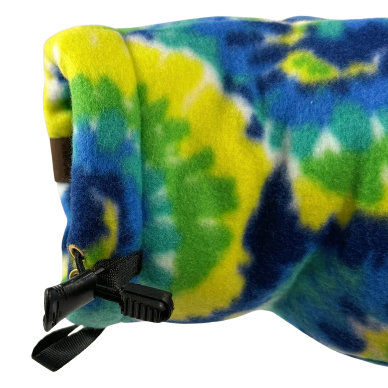 Close-up of Tie-Dye Giddyup Glove™ wrist strap and insulated cuff for sidelines or outdoor use
