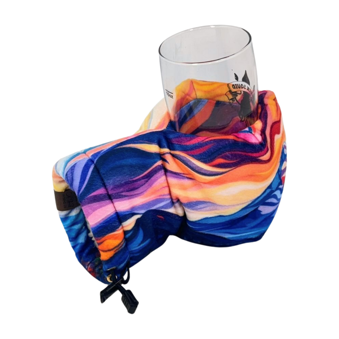 Wanderwave Giddyup Glove™ holding a glass, demonstrating ambidextrous, hands-free drink support