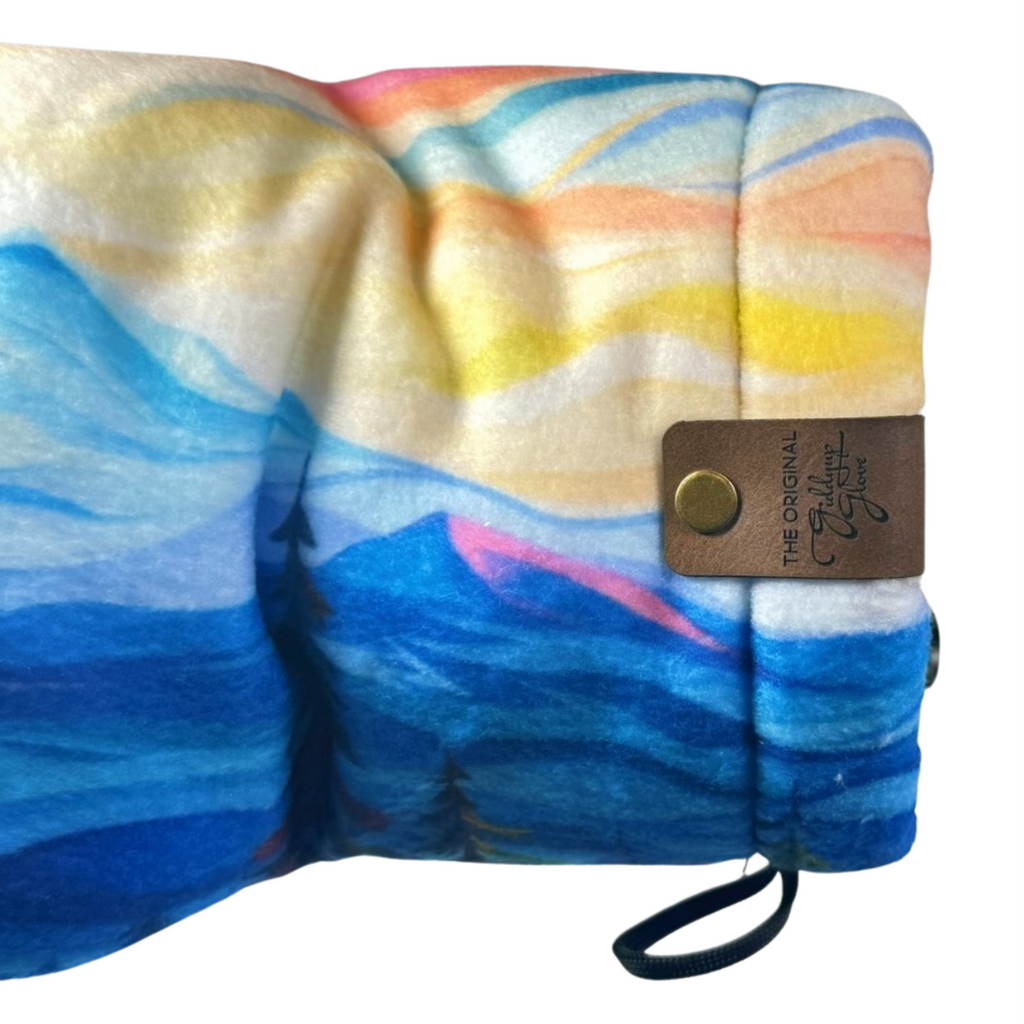 Close-up of Giddyup Glove™ wrist strap and insulated cuff for secure fit during camping or sidelines